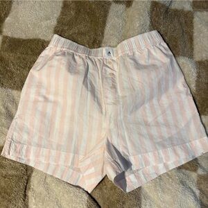 Anthropologie Pink Striped High Waist Shorts
